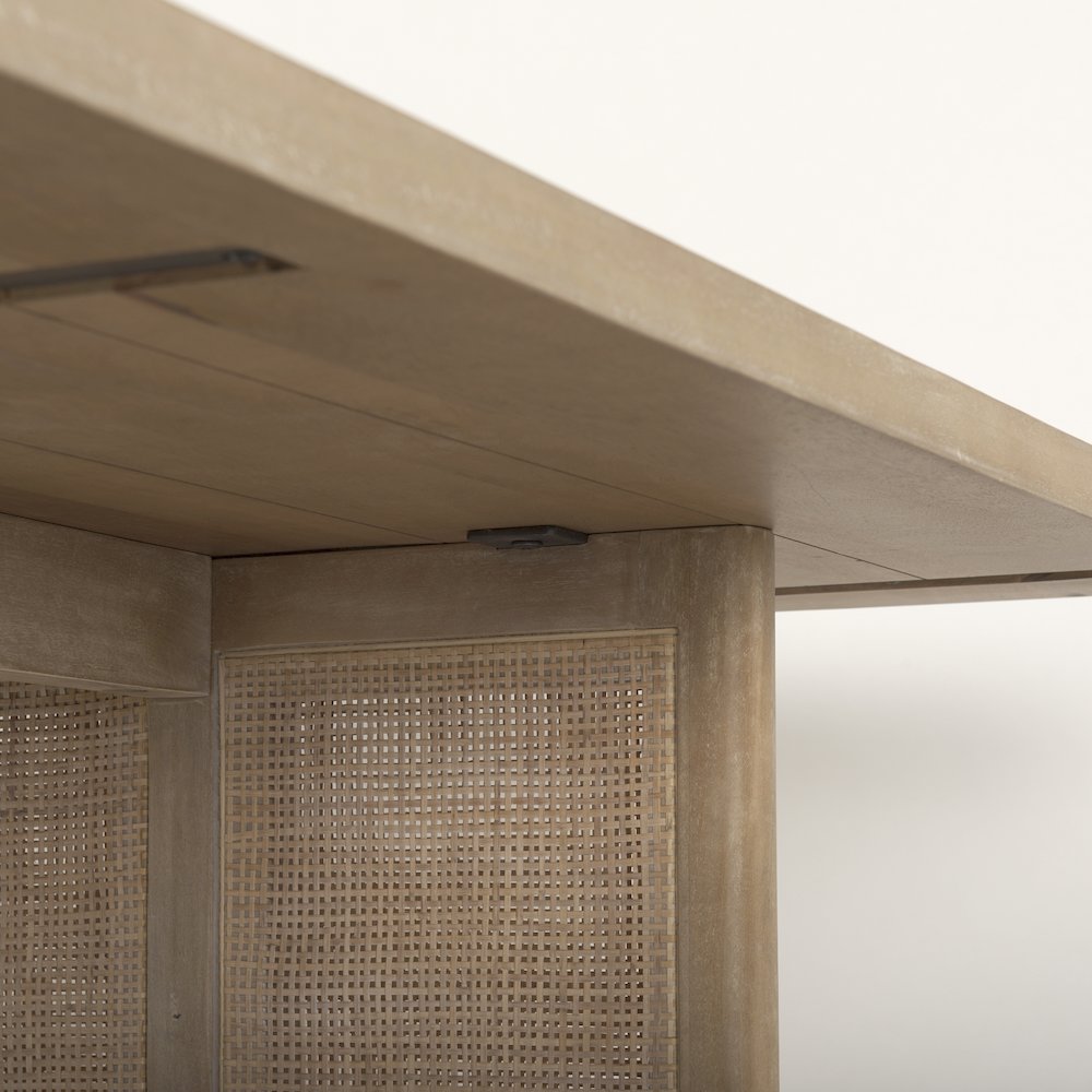 Grier 84L Light Brown Wood Cane Dining Table. Picture 8
