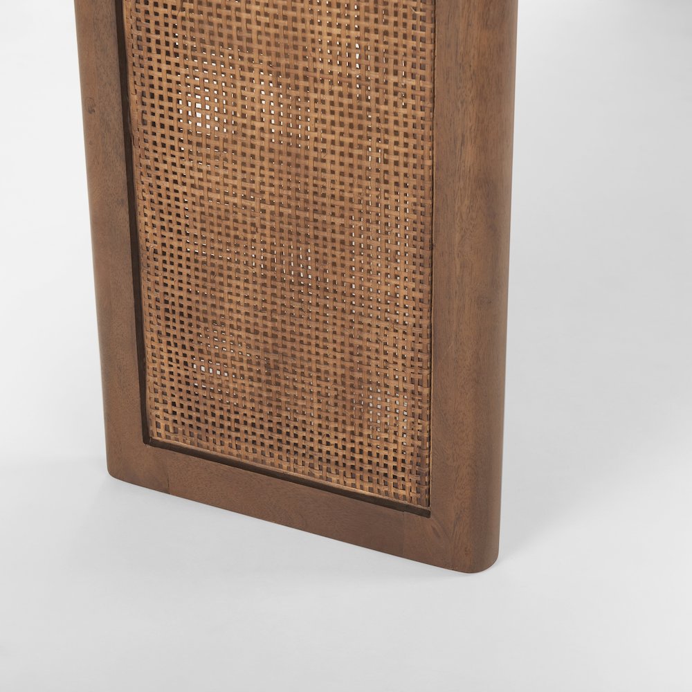 Medium Brown Solid Wood Cane Console Table. Picture 2
