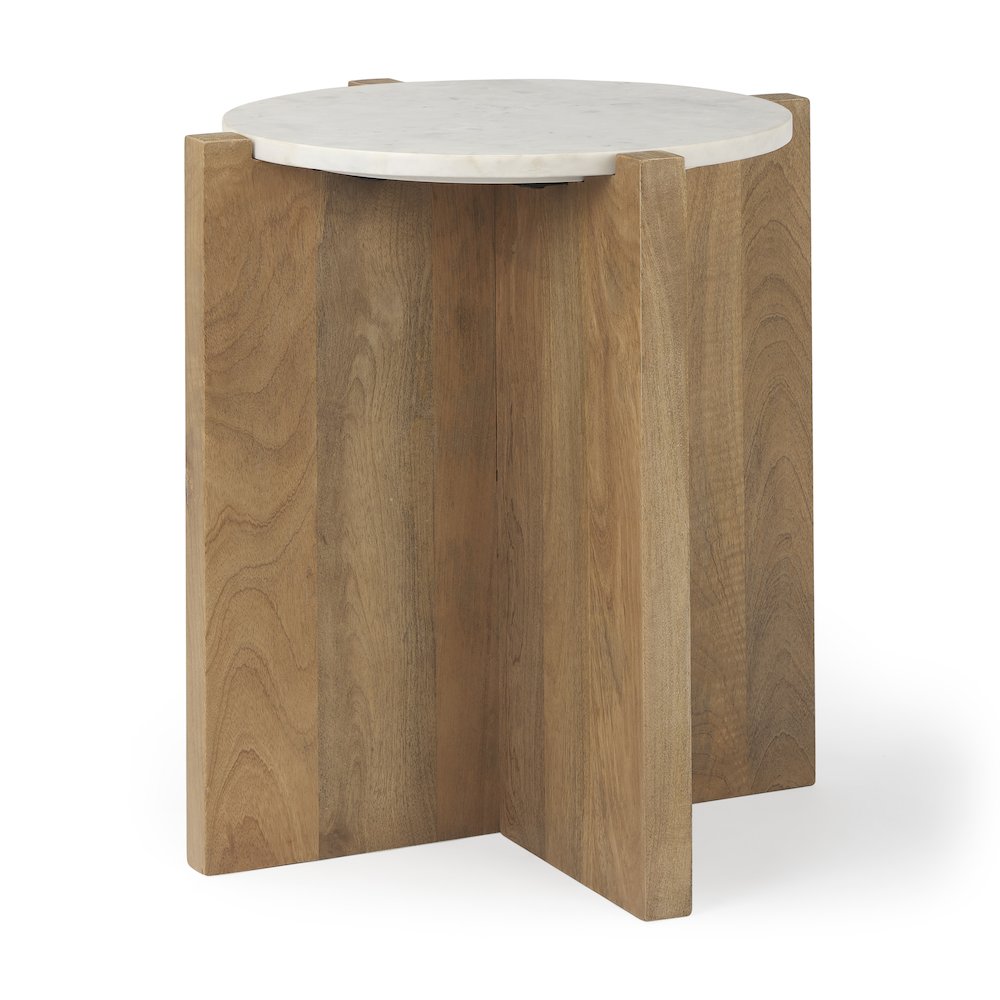 Wood And Marble Accent Table. Picture 1