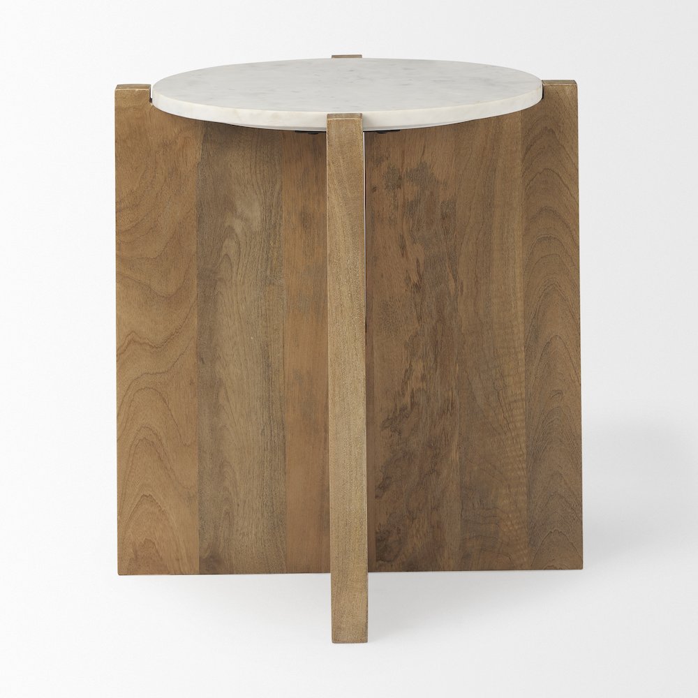 Wood And Marble Accent Table. Picture 3