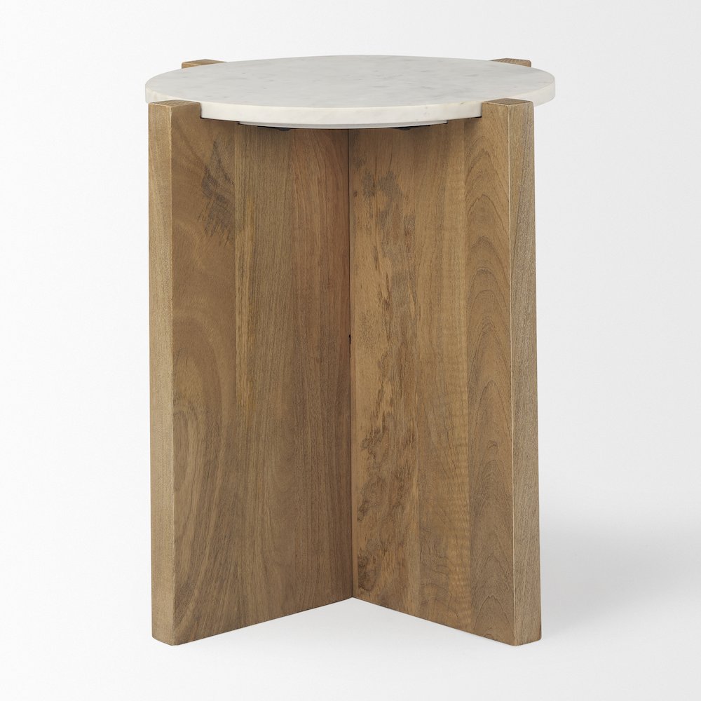 Wood And Marble Accent Table. Picture 4