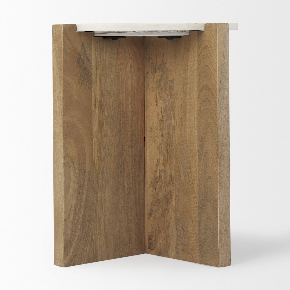 Wood And Marble Accent Table. Picture 5