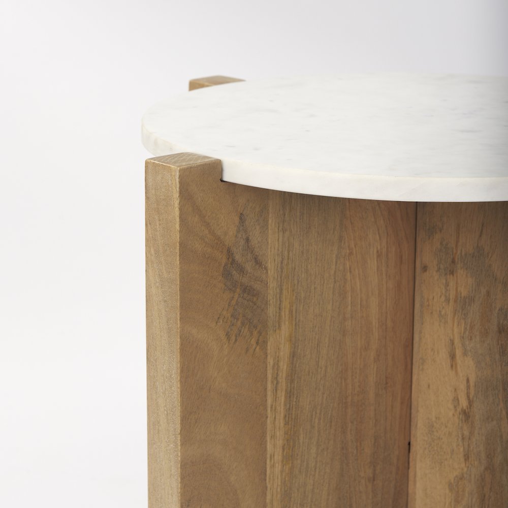 Wood And Marble Accent Table. Picture 6
