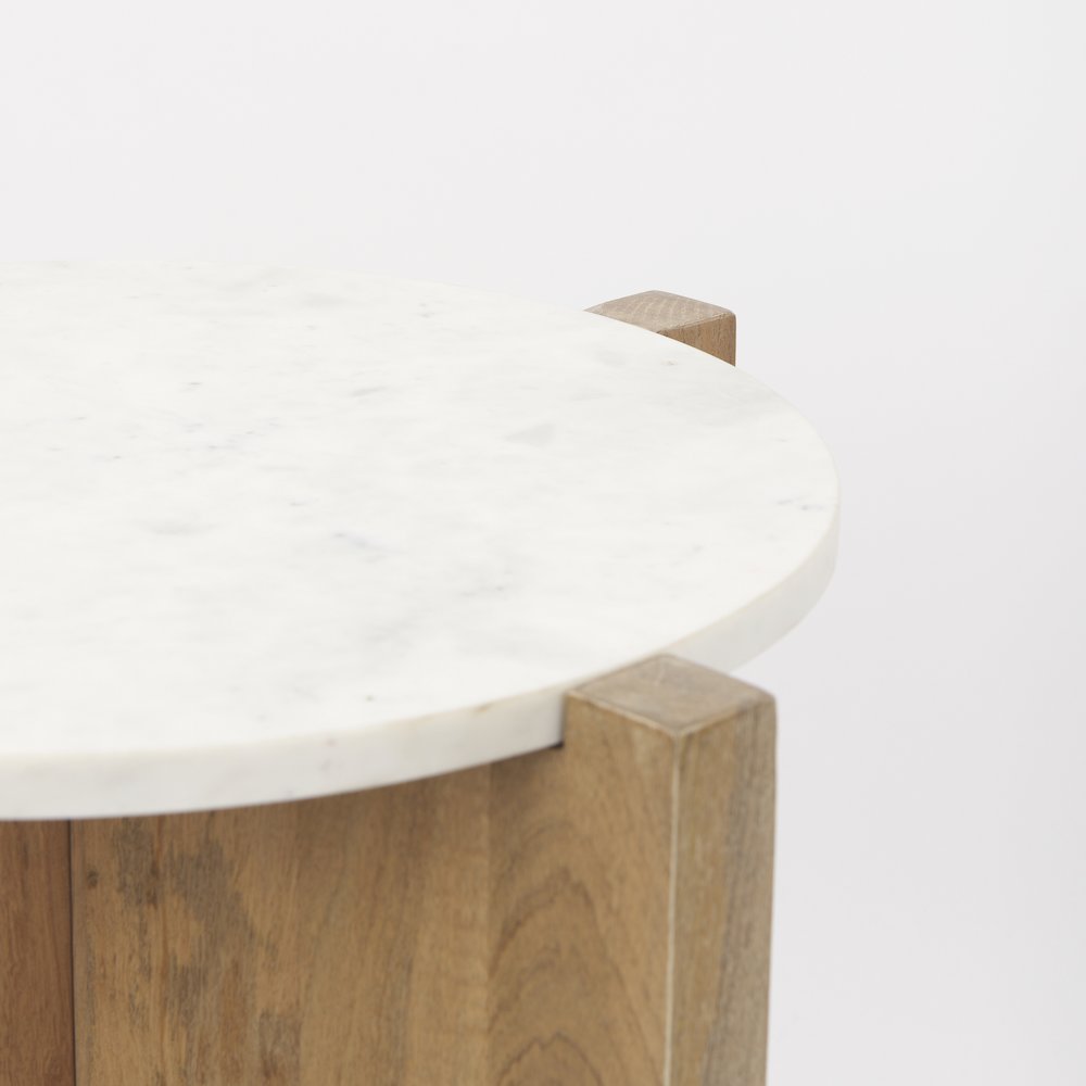 Wood And Marble Accent Table. Picture 7