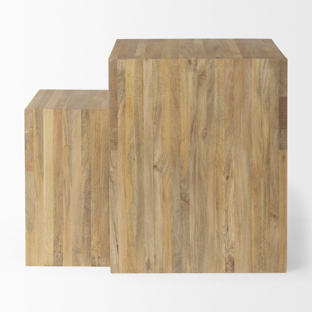 20.0L X 20.0W X 24.0H Set Of 2 Cottage Wood Nesting Accent Tables. Picture 4