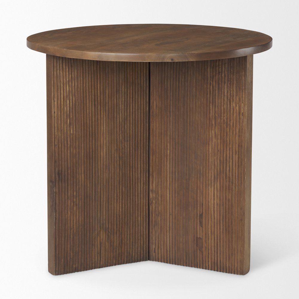 32" Round Tabletop Fluted Wood Base Foyer Accent Table. Picture 2
