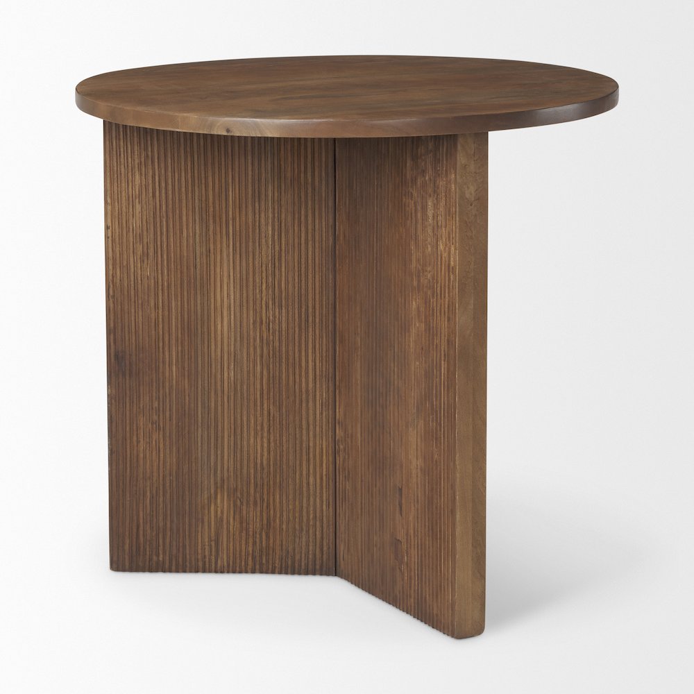 32" Round Tabletop Fluted Wood Base Foyer Accent Table. Picture 3