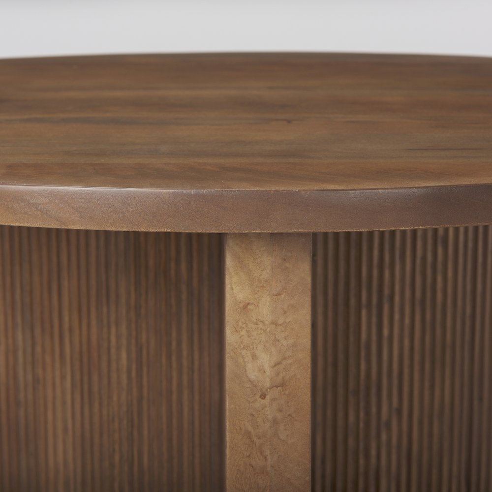 32" Round Tabletop Fluted Wood Base Foyer Accent Table. Picture 5