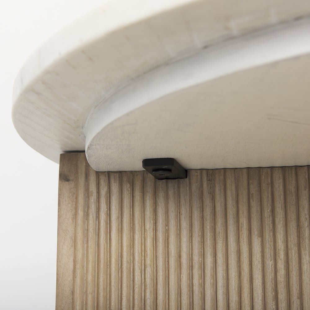Marble Tabletop Fluted Light Wood Base Foyer Accent Table. Picture 8