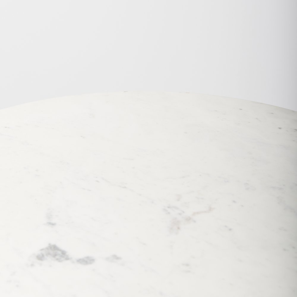 Round Marble Tabletop Blonde Wood & Black Metal Accent Pedestal Bistro Table. Picture 6