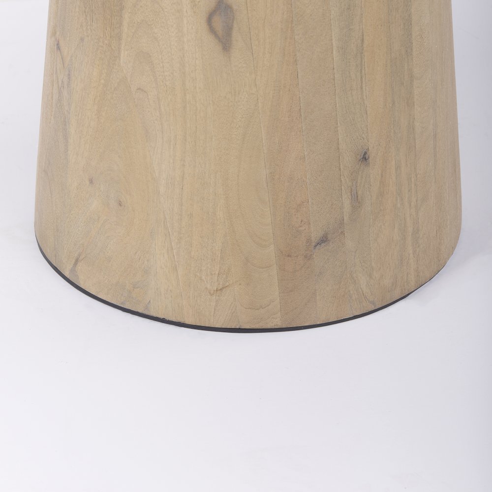 Round Marble Tabletop Blonde Wood & Black Metal Accent Pedestal Bistro Table. Picture 8