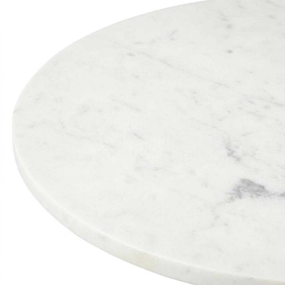 Round marble tabletop with blonde wood and black metal base bistro table. Picture 7