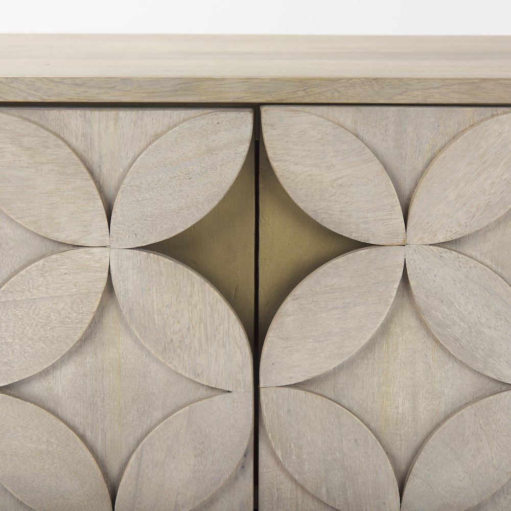36.0L X 18.0W X 32.5H Light Brown Wood Gold Iron Base Accent Cabinet. Picture 12