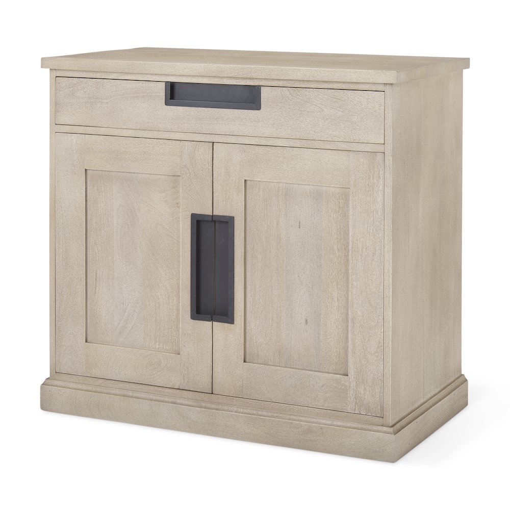 Beige Woodblack Accents 2 Door Accent Cabinet. Picture 1