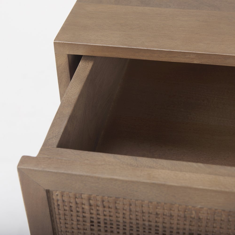 Grier Medium Brown Wood Cane Accent Table. Picture 2