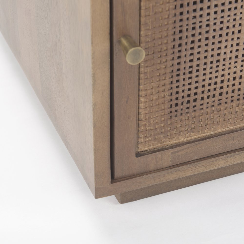 Grier Medium Brown Wood Cane Accent Table. Picture 3