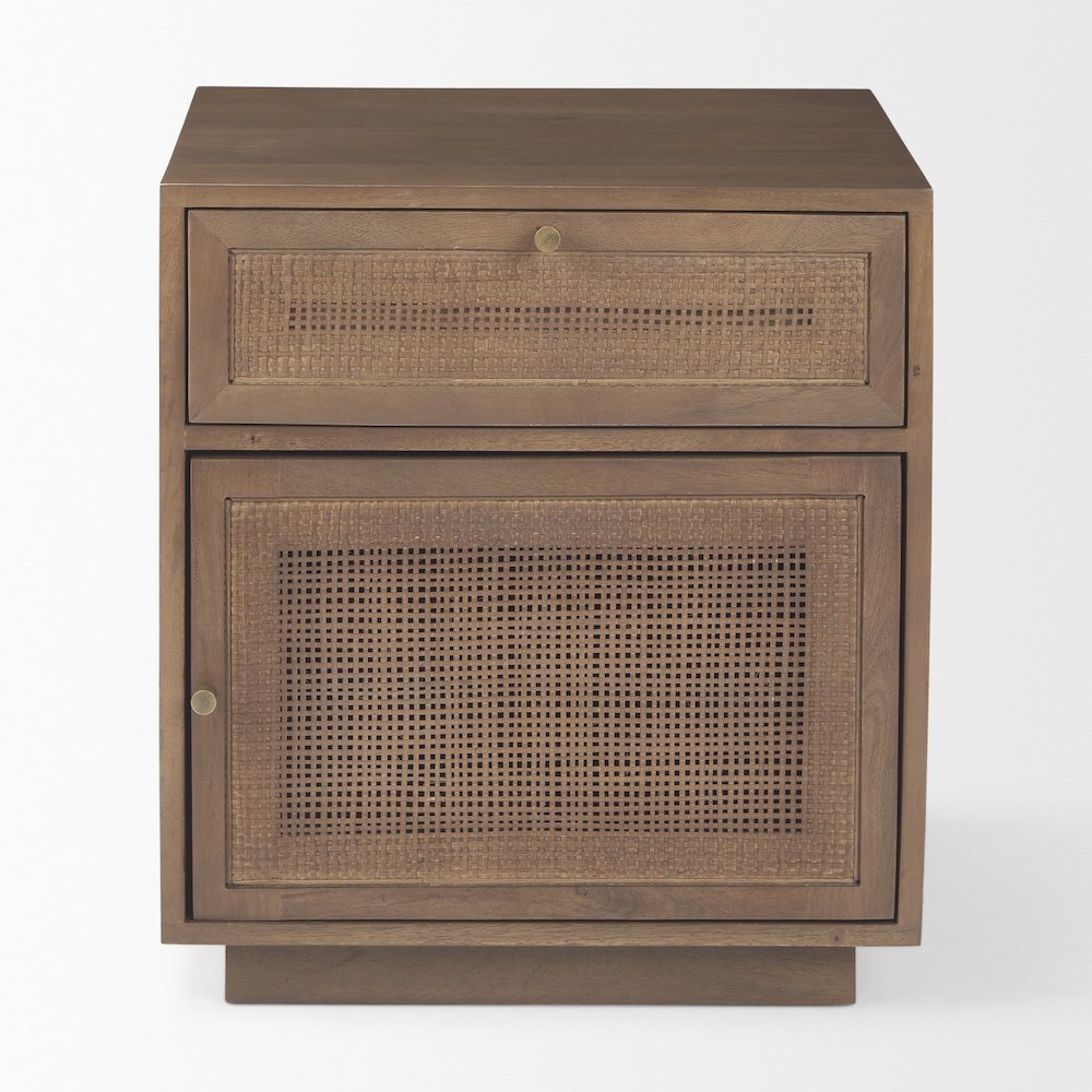 Grier Medium Brown Wood Cane Accent Table. Picture 5