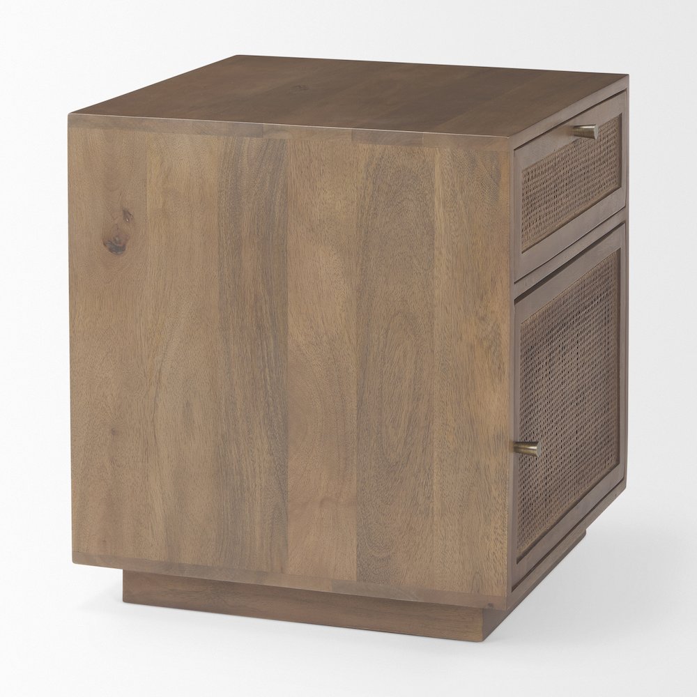 Grier Medium Brown Wood Cane Accent Table. Picture 8