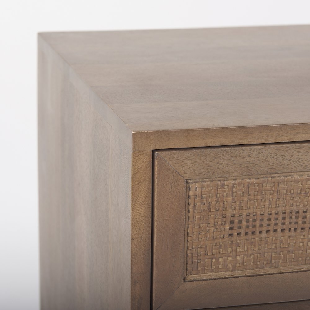 Grier Medium Brown Wood Cane Accent Table. Picture 10