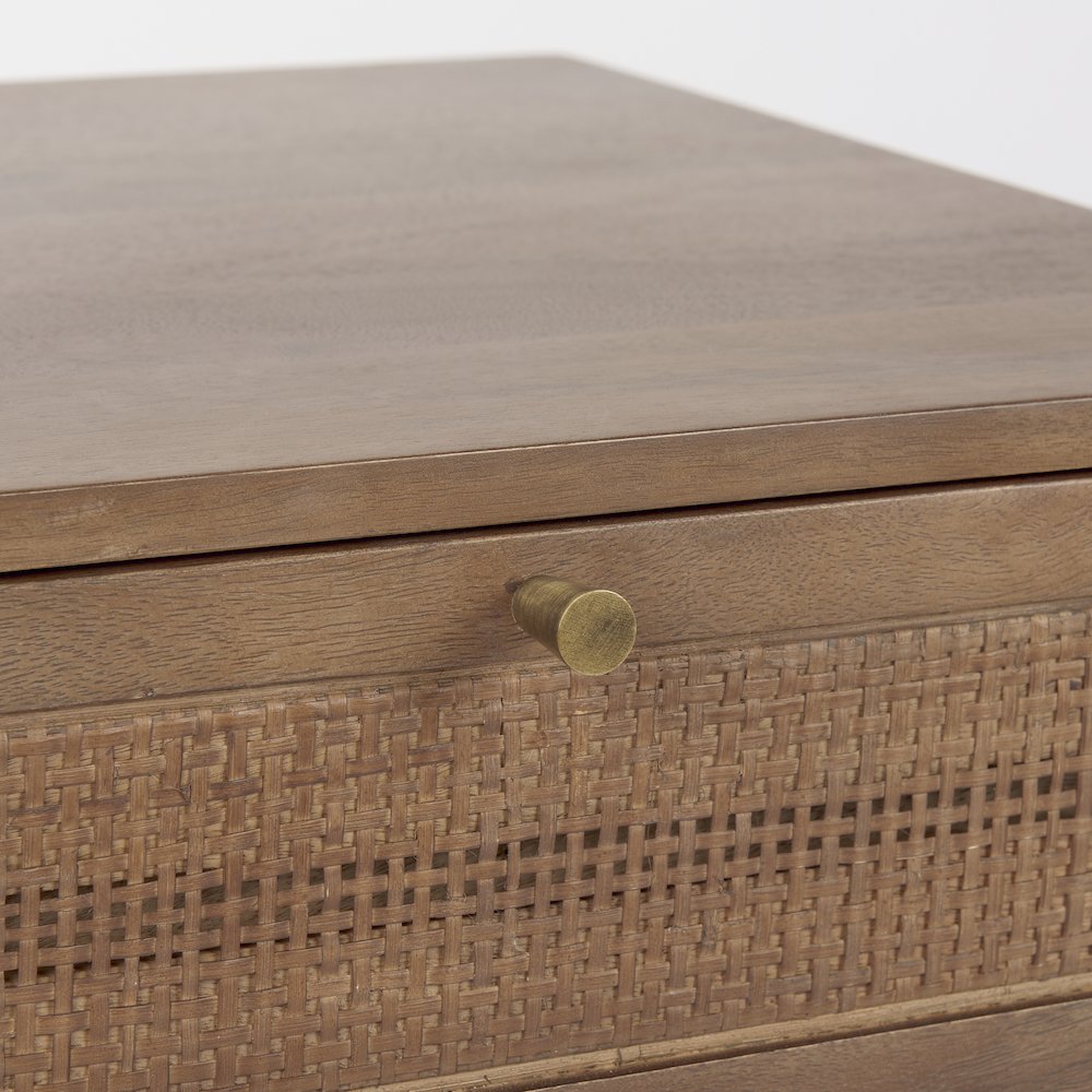 Grier Medium Brown Wood Cane Accent Table. Picture 11
