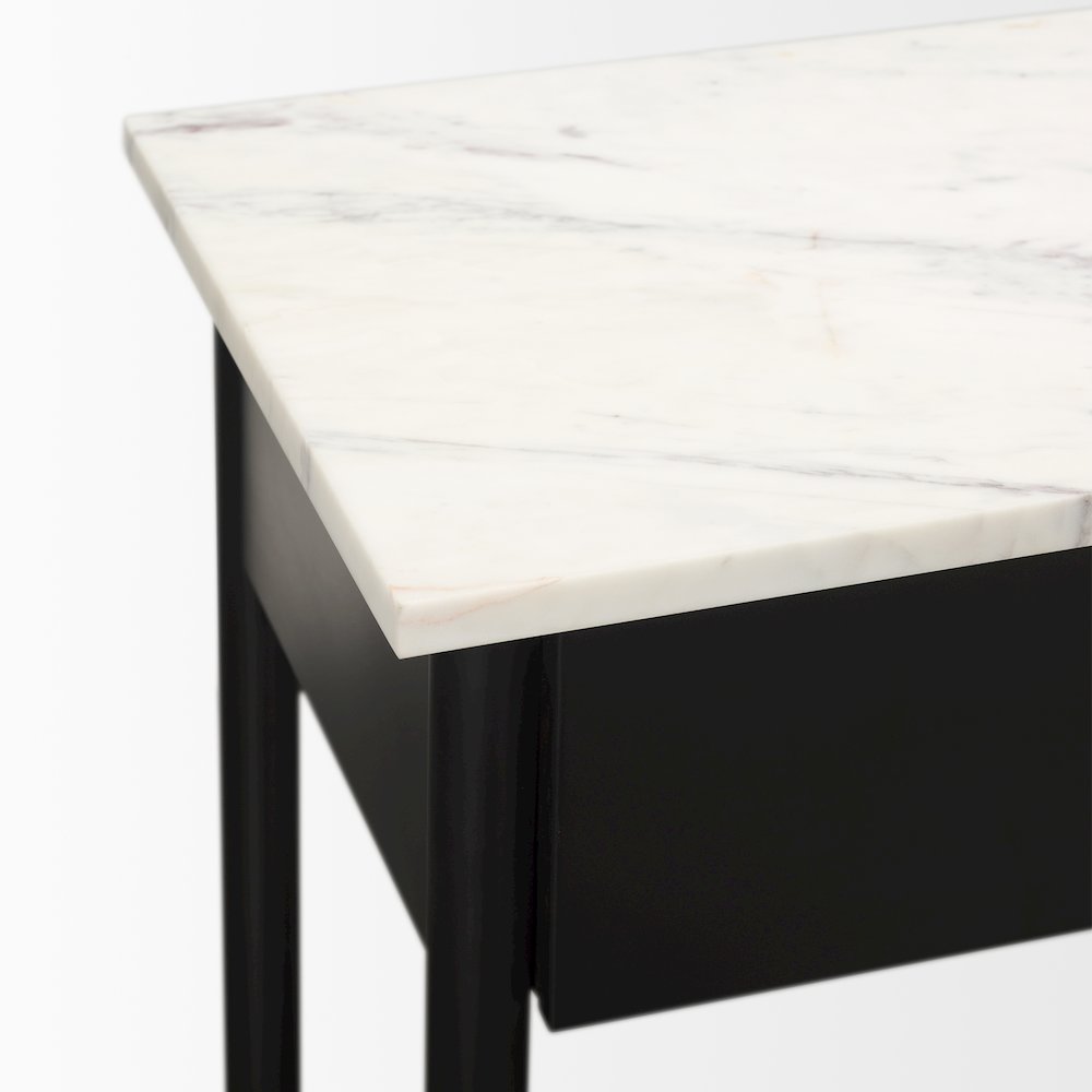 White Marble Top Black Metal Base Console Table. Picture 2