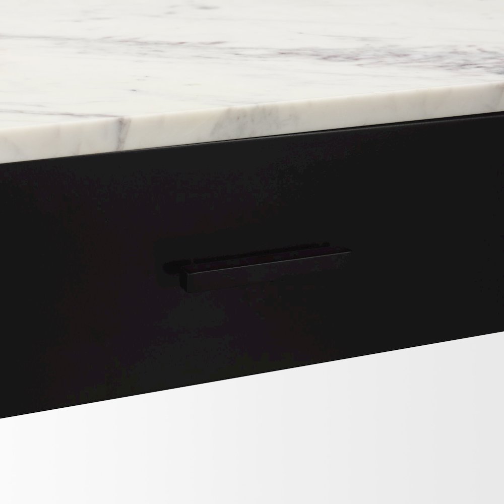 White Marble Top Black Metal Base Console Table. Picture 3