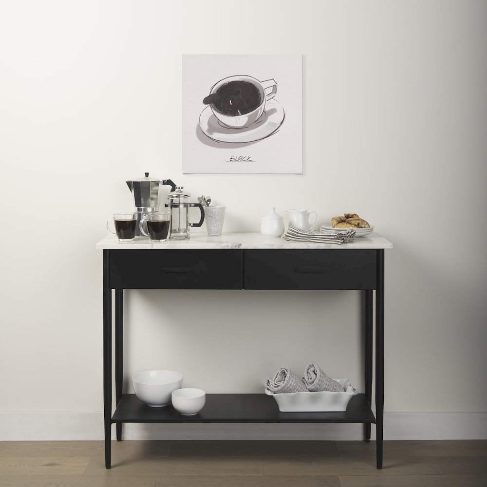 White Marble Top Black Metal Base Console Table. Picture 6
