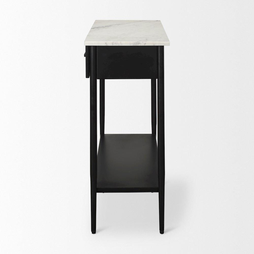 White Marble Top Black Metal Base Console Table. Picture 9