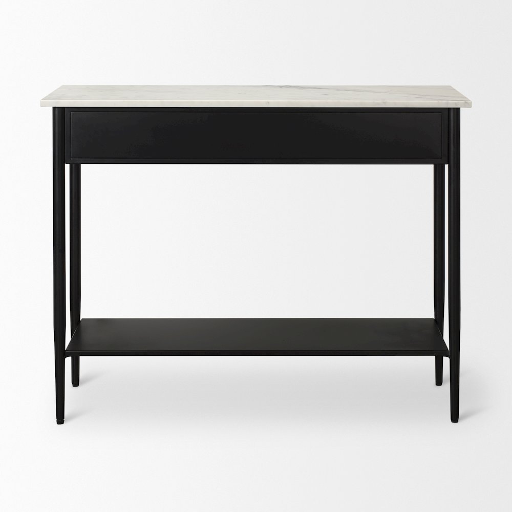 White Marble Top Black Metal Base Console Table. Picture 10