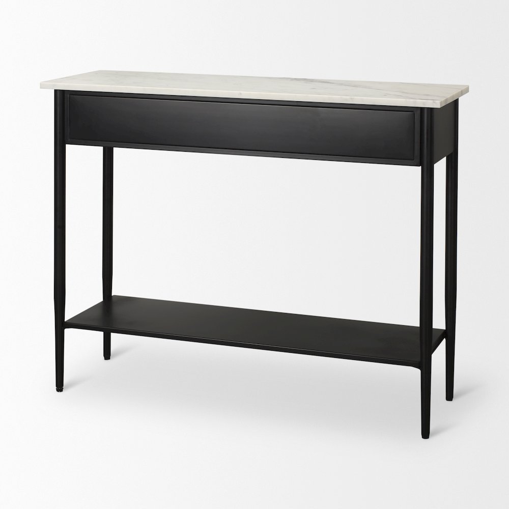 White Marble Top Black Metal Base Console Table. Picture 11