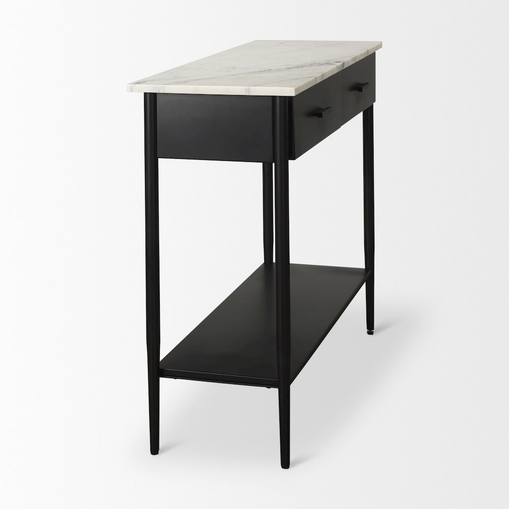 White Marble Top Black Metal Base Console Table. Picture 12