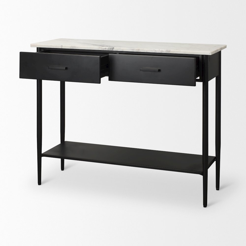 White Marble Top Black Metal Base Console Table. Picture 13