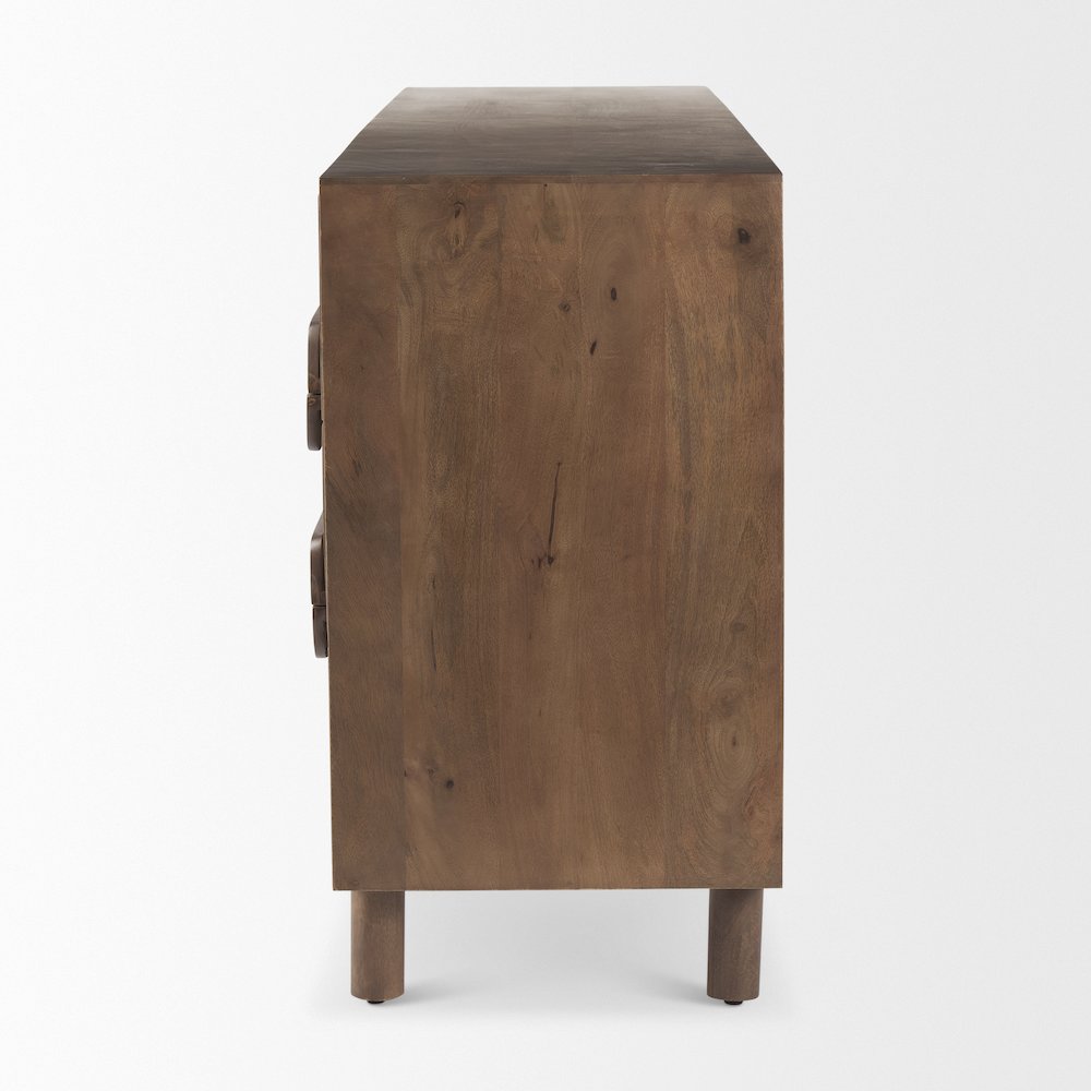 Astrid 71L x 17W x 30.3H Medium Brown Solid Wood 6 Drawer Sideboard. Picture 10