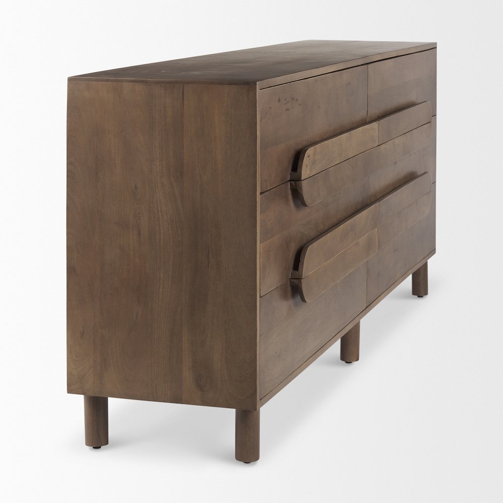 Astrid 71L x 17W x 30.3H Medium Brown Solid Wood 6 Drawer Sideboard. Picture 12