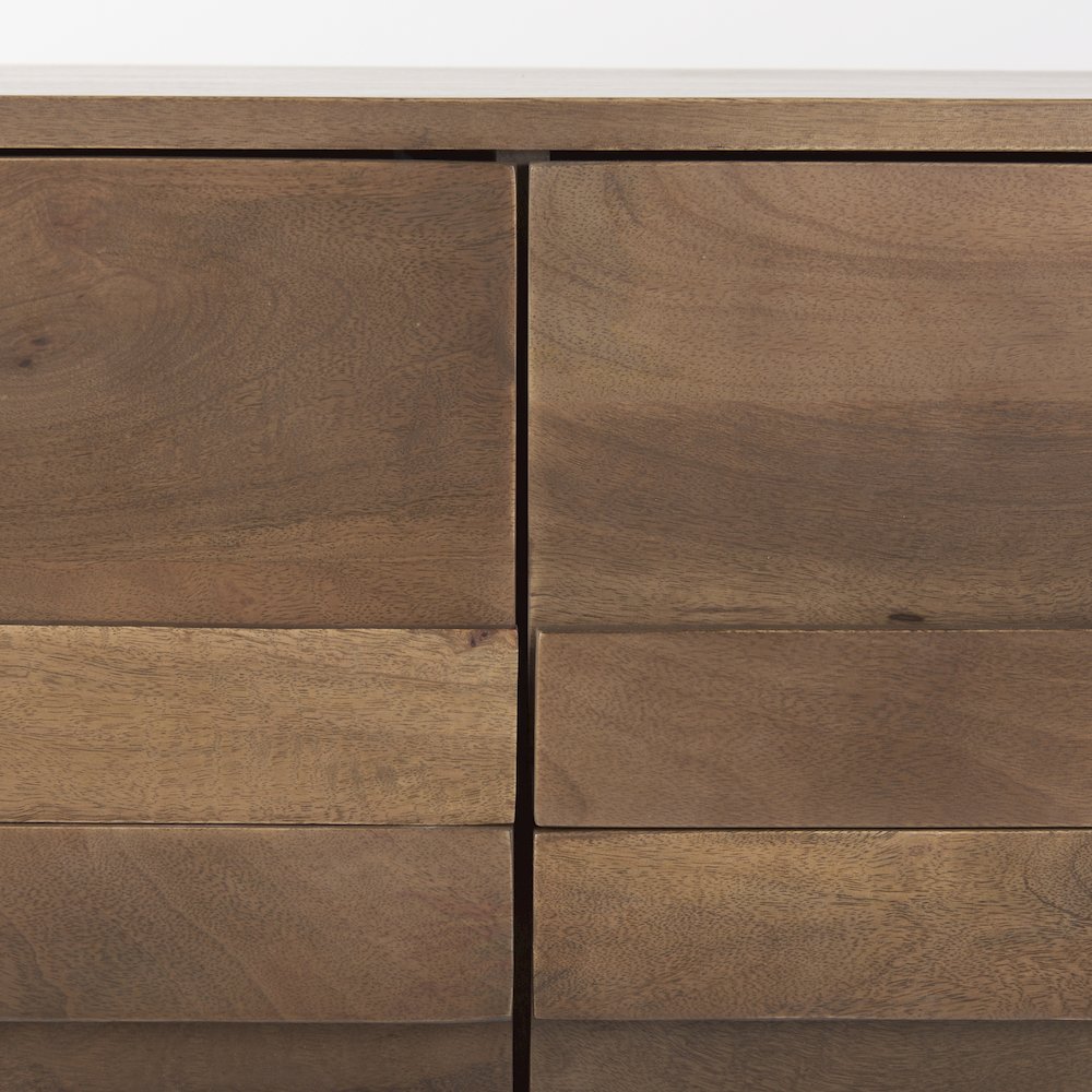 Astrid 71L x 17W x 30.3H Medium Brown Solid Wood 6 Drawer Sideboard. Picture 13