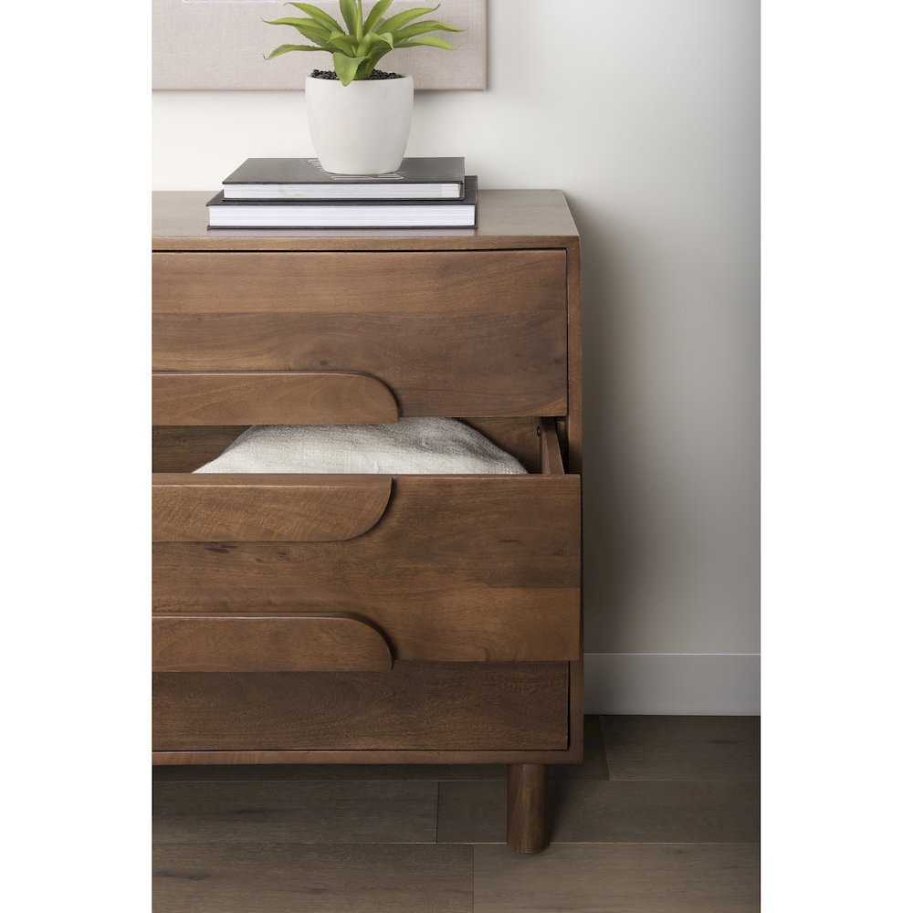 Medium Brown Solid Wood 3 Drawer Cabinet. Picture 5