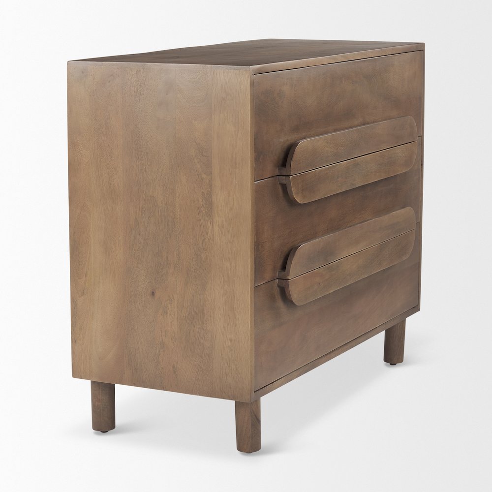 Medium Brown Solid Wood 3 Drawer Cabinet. Picture 10