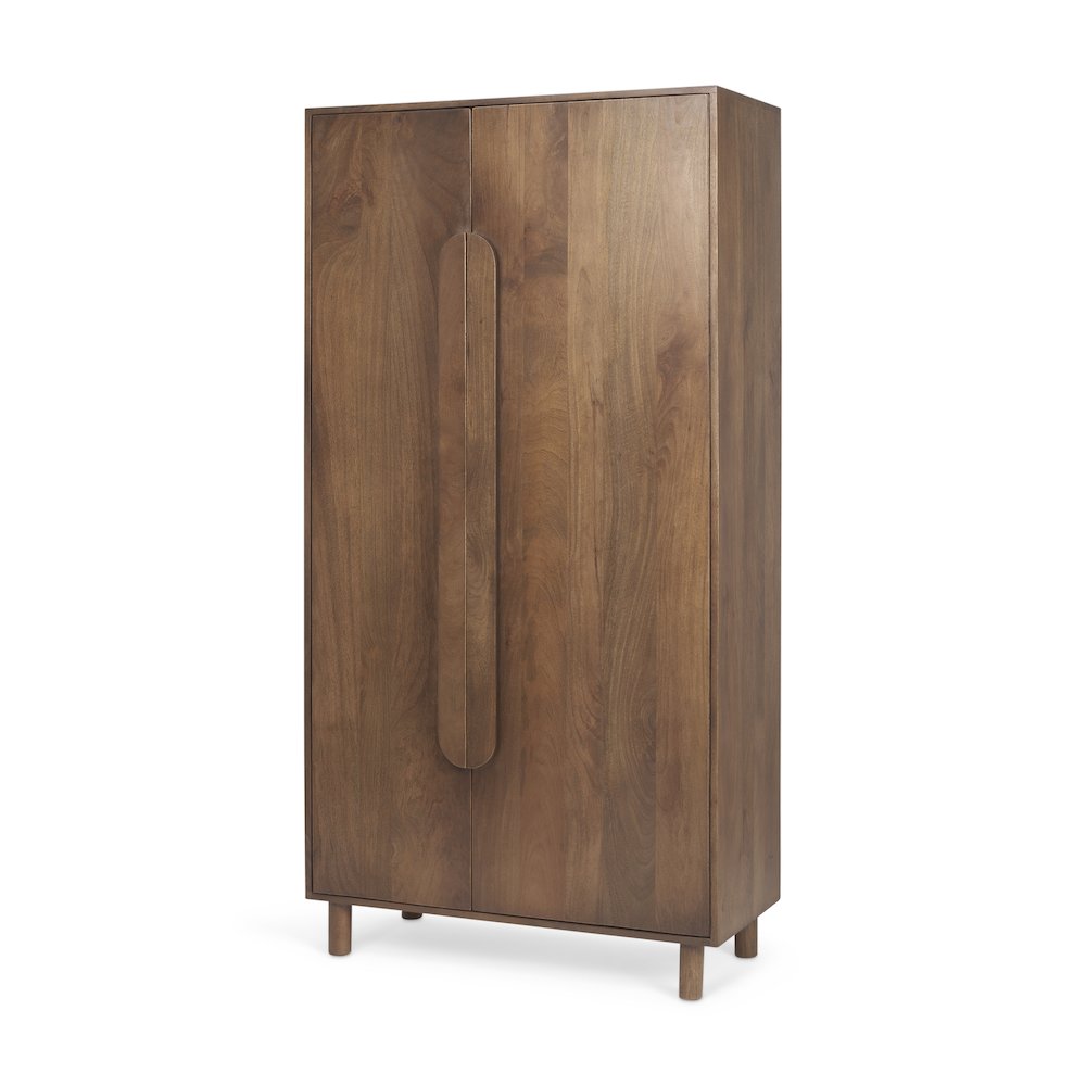 36.0L X 17.0W X 70.0H Medium Brown Solid Wood Armoire. Picture 1
