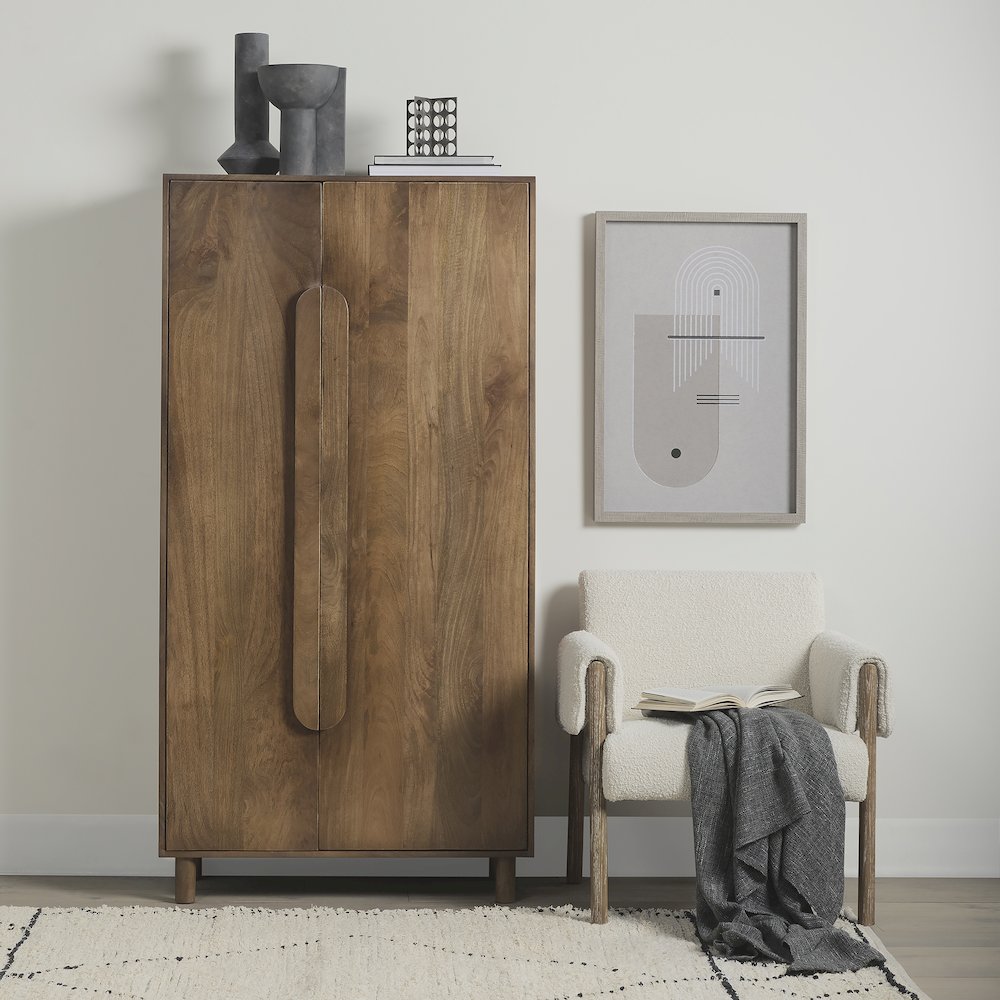 36.0L X 17.0W X 70.0H Medium Brown Solid Wood Armoire. Picture 6