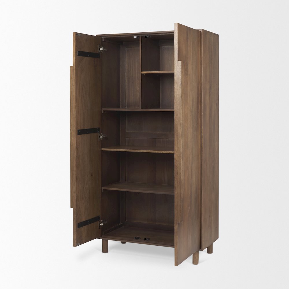 36.0L X 17.0W X 70.0H Medium Brown Solid Wood Armoire. Picture 12
