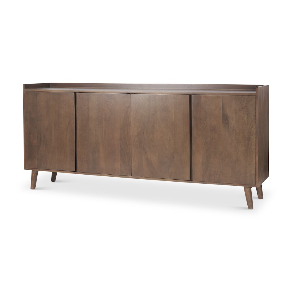 Lillie Medium Brown Wood 4 Door Tray Top Sideboard. Picture 1