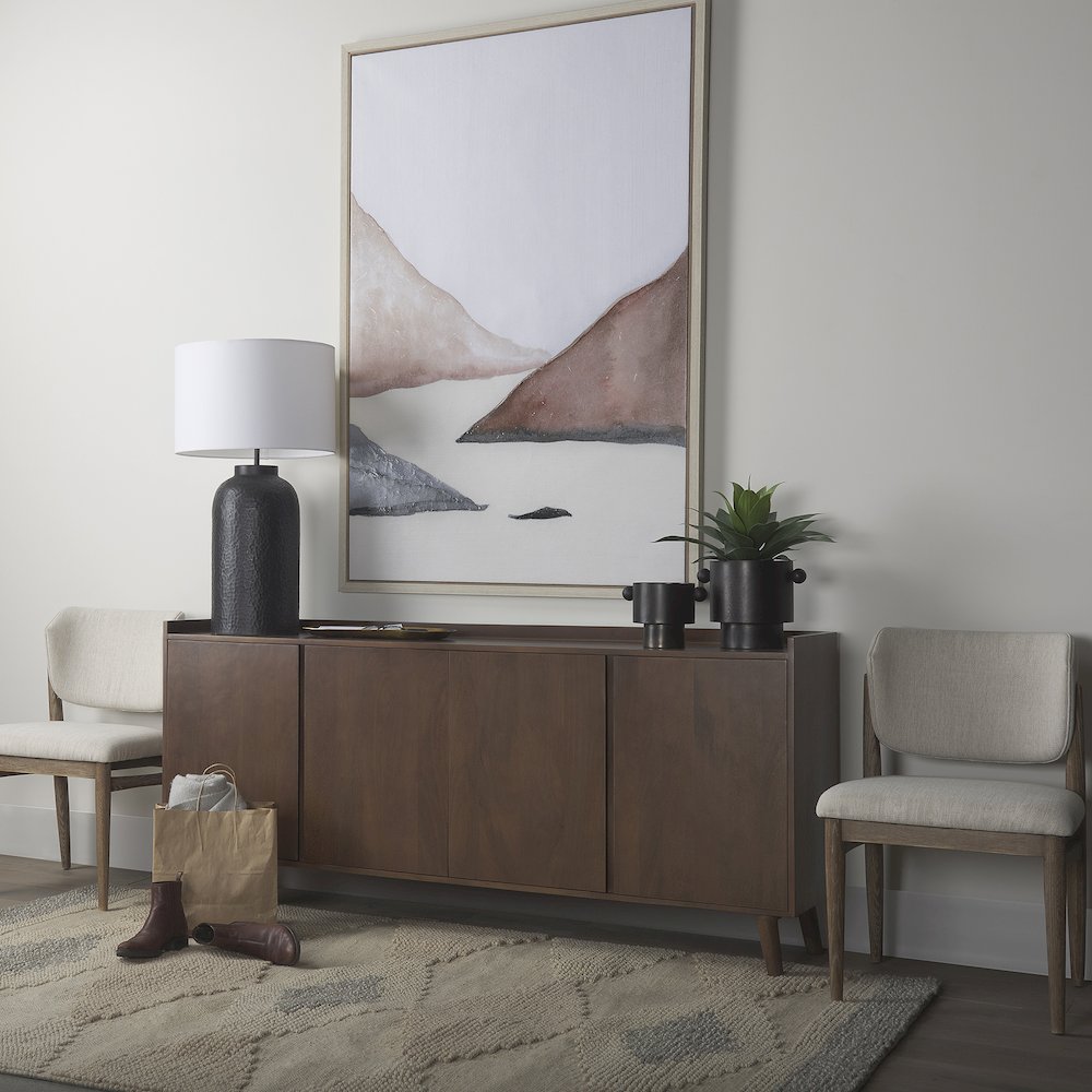 Lillie Medium Brown Wood 4 Door Tray Top Sideboard. Picture 6