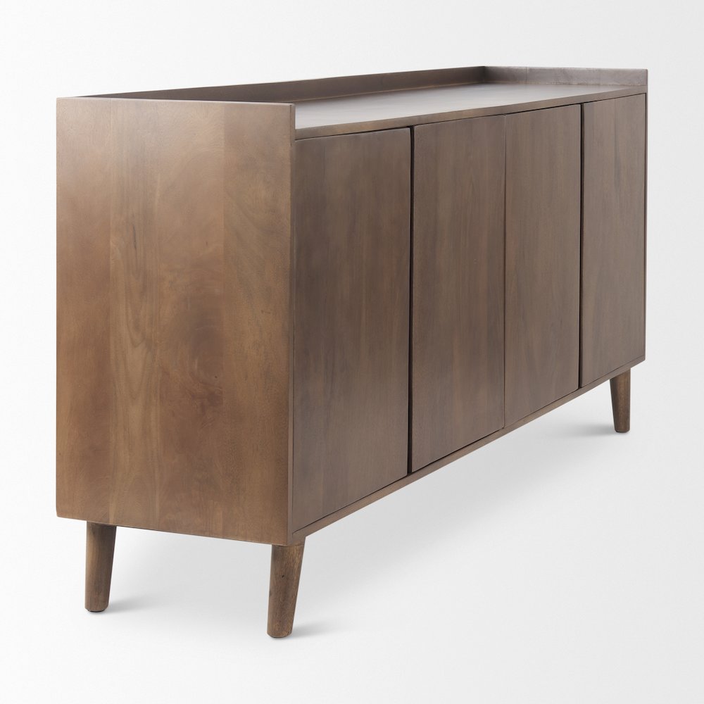 Lillie Medium Brown Wood 4 Door Tray Top Sideboard. Picture 11