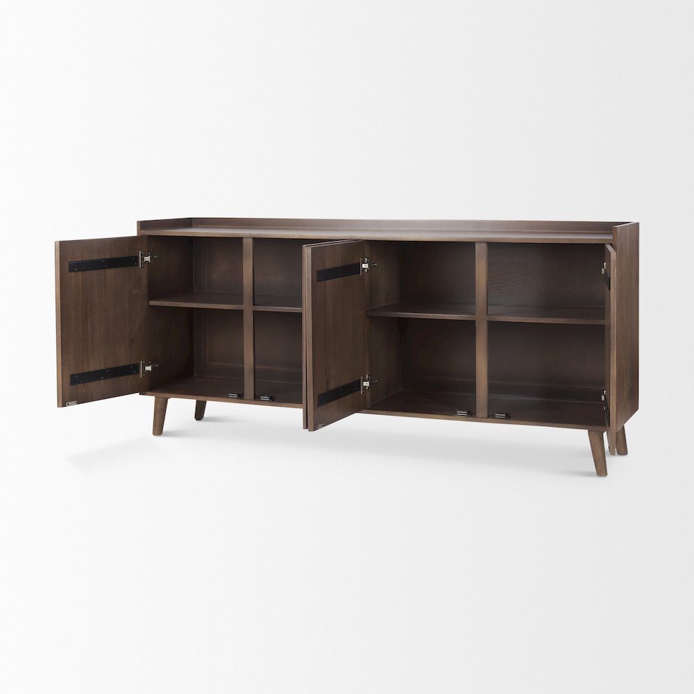 Lillie Medium Brown Wood 4 Door Tray Top Sideboard. Picture 12