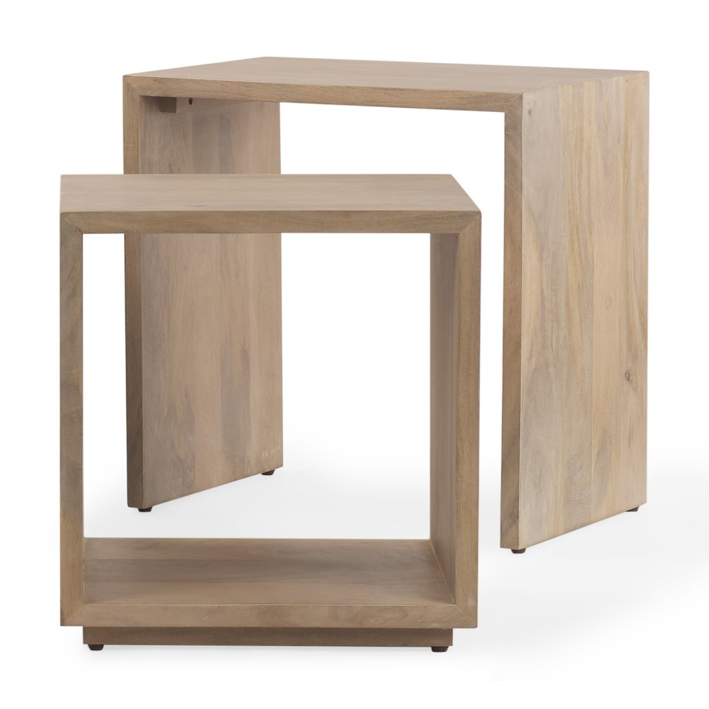 22.0L X 15.0W X 22.0H Set Of 2 Brown Wood Nesting Accent Tables. Picture 1