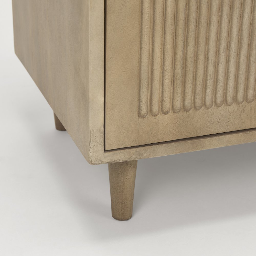 Light Brown Wood Carved Arch Pattern 2 Door Accent Cabinet. Picture 3