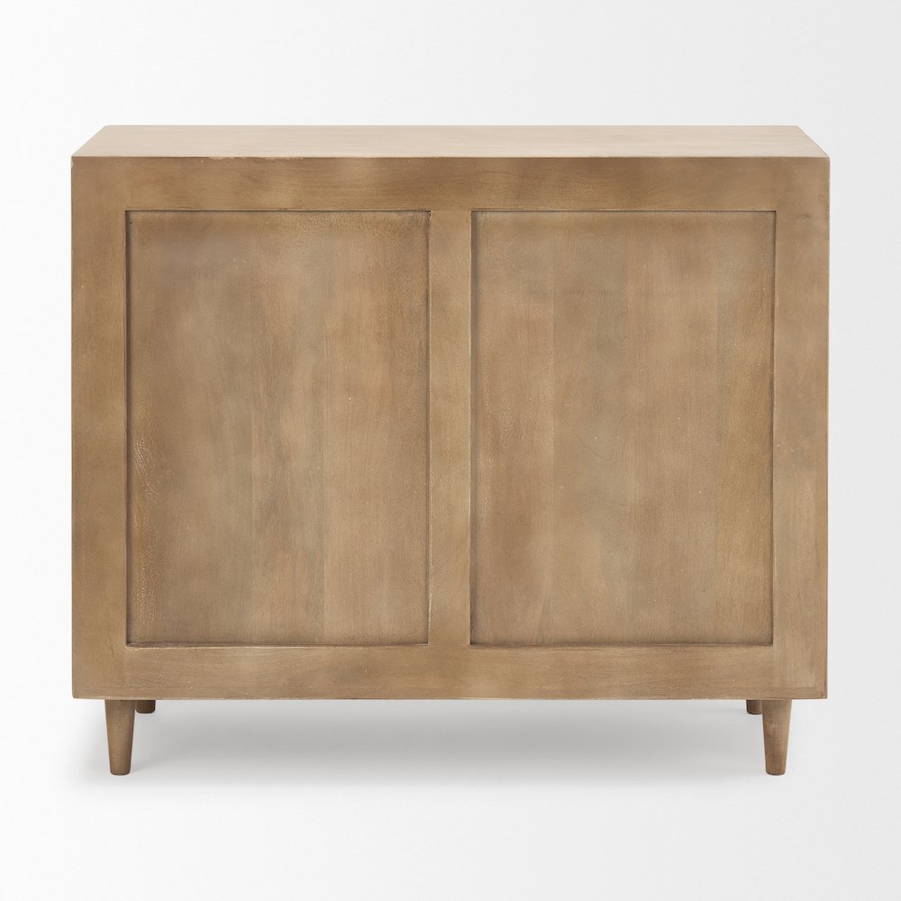 Light Brown Wood Carved Arch Pattern 2 Door Accent Cabinet. Picture 7