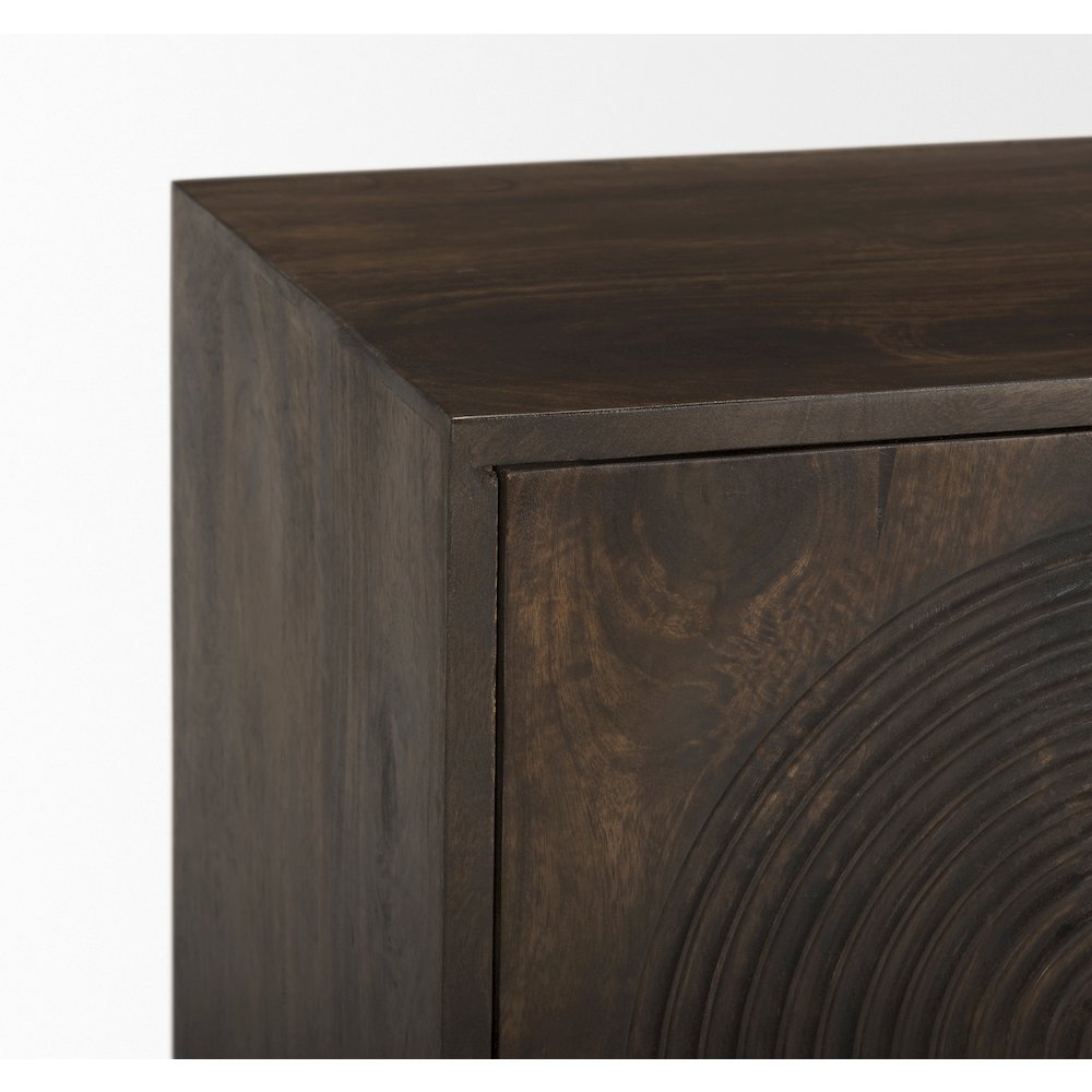 Dark Brown Wood Carved Arch Pattern 2 Door Cabinet. Picture 11