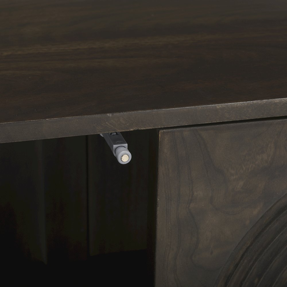 Dark Brown Wood Carved Arch Pattern 2 Door Cabinet. Picture 12