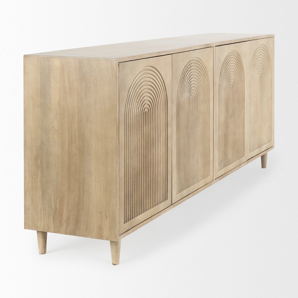 Tucker Light Brown Wood Carved Arch Pattern 4 Door Sideboard. Picture 11
